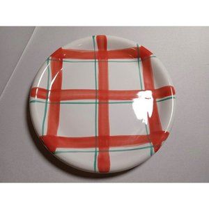 CROWN CORNING Indonesia Orange Plaid Plate 9" (5e6)